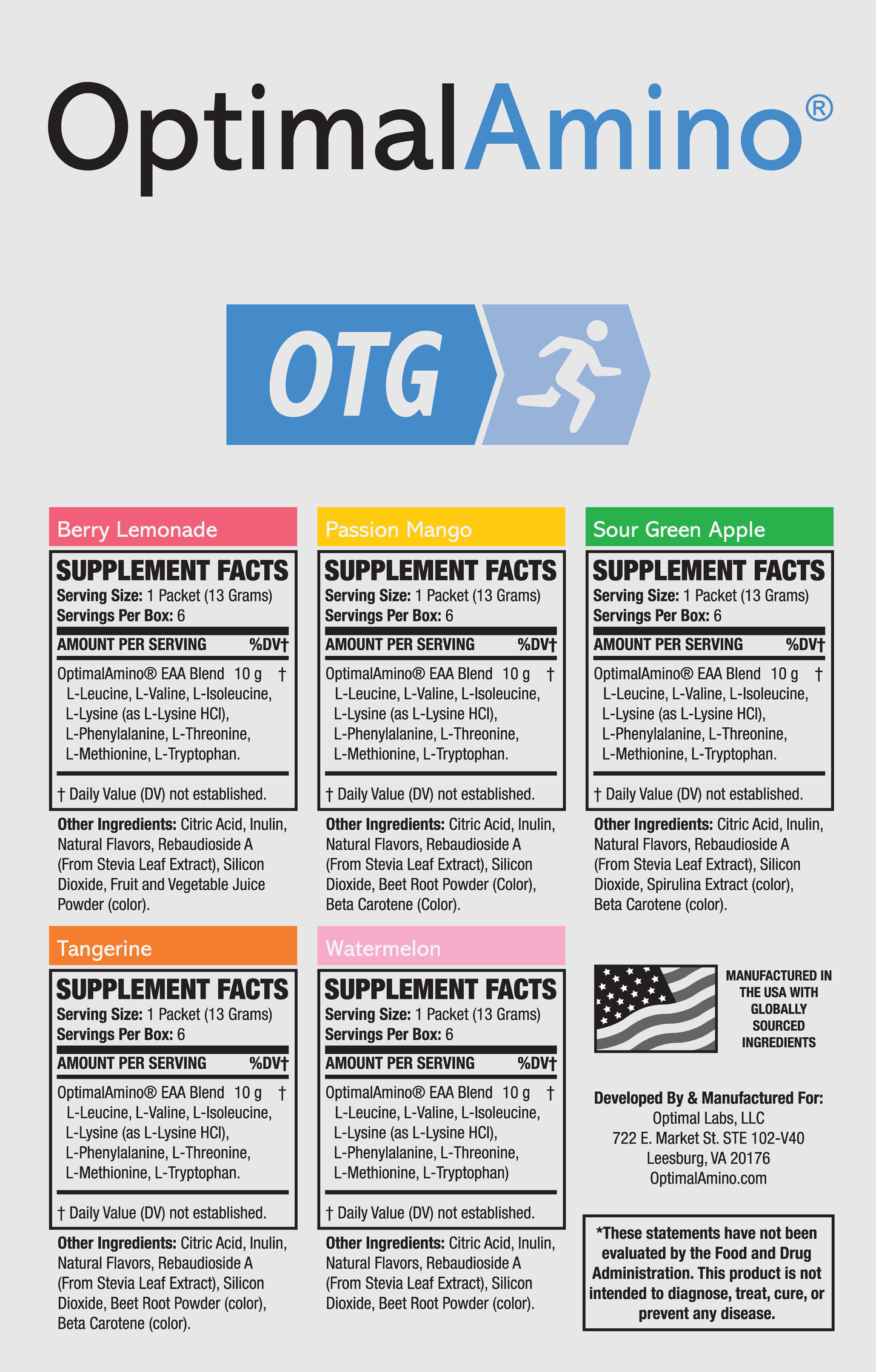 OptimalAmino® OTG Stick Packs - 6 Servings