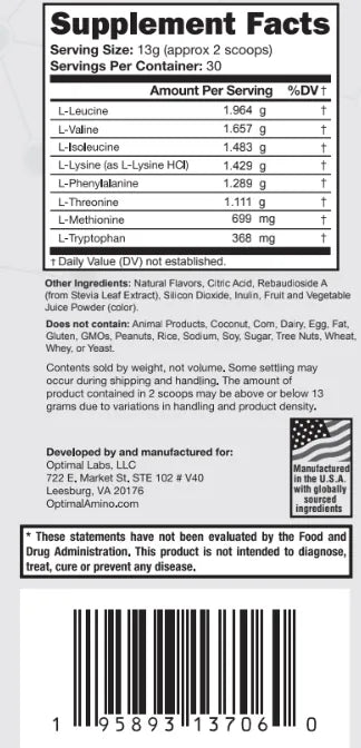 Berry lemonade, supplement facts