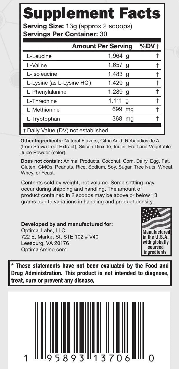 Berry lemonade, supplement facts