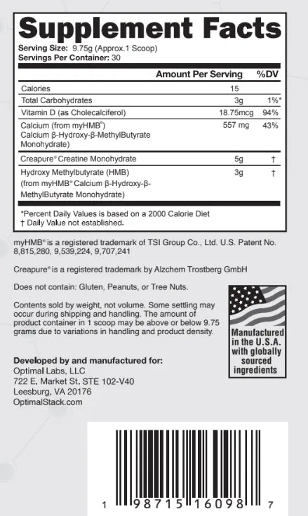 OptimalStack, supplement facts