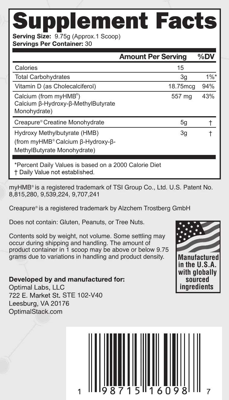 OptimalStack, supplement facts